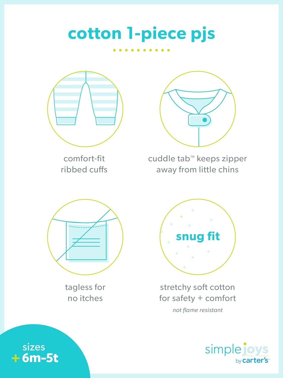 image:imageSimple Joys by Carters Babys 3 pack Snug Fit Footless Cotton PajamasBlue StripeGreen TrucksWhite Dinosaur