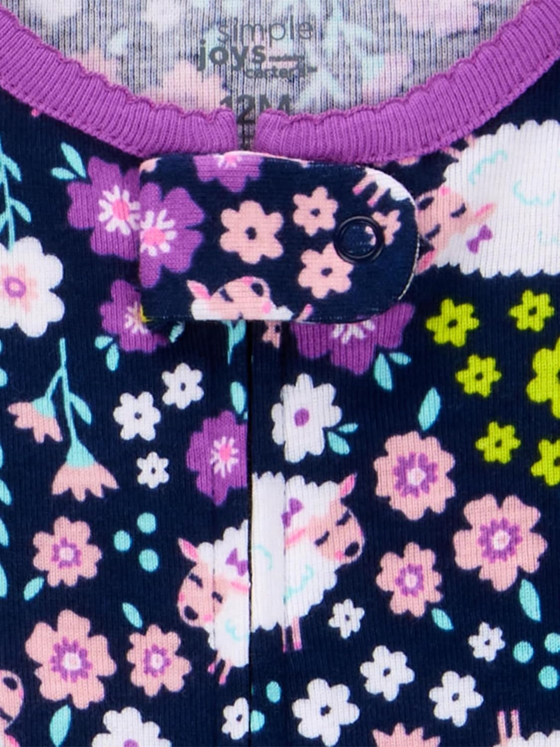 image:imageSimple Joys by Carters Babys 3 pack Snug Fit Footless Cotton PajamasSweetsFloralKitty