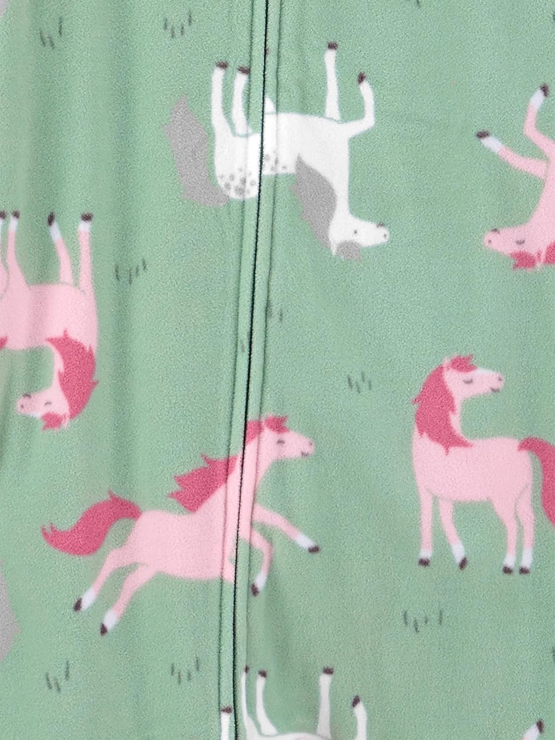 image:imageSimple Joys by Carters Girls 2Pack Loosefit Fleece Footed PajamasMint Green HorsesRaspberry Red Floral