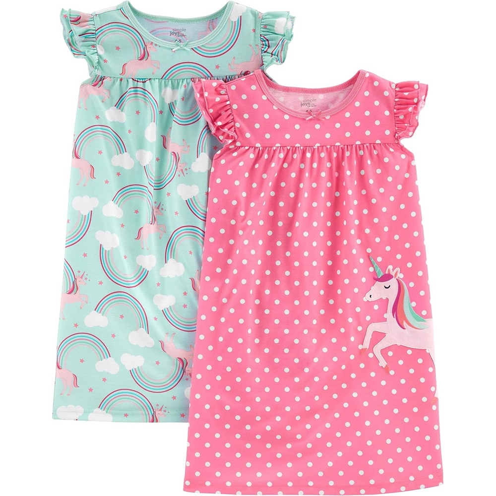 image:imageSimple Joys by Carters 2 Pack NightgownsMint Green RainbowPink Polka Dot