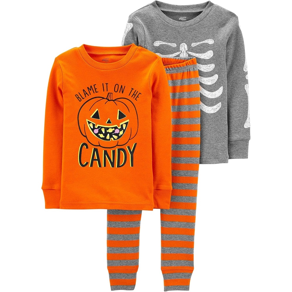 image:imageSimple Joys by Carters Baby 3Piece Snugfit Cotton Holiday Pajama SetCandySkeletonStripe