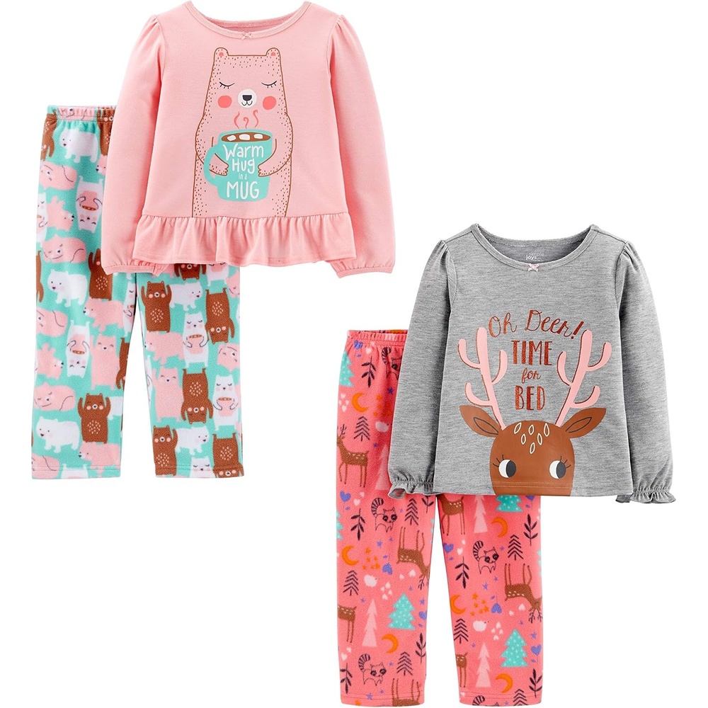 image:imageSimple Joys by Carters Girls 4piece Polyester PajamasDoeBear