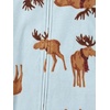 Simple Joys by Carter’s Unisex Child Holiday Loose-fit Flame Resistant Fleece Footed Pajamas(Burgundy Stripe/Light Blue Moose)