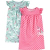Simple Joys by Carter’s 2- Pack Nightgowns(Mint Green Rainbow/Pink Polka Dot)