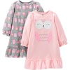 Simple Joys by Carter’s 2-Pack Fleece Nightgowns(Grey/Pink Owl)