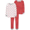 Simple Joys by Carter’s Baby 3-Piece Snug-fit Cotton Holiday Pajama Set(Red Stripe/White Hearts)