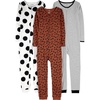 Simple Joys by Carter’s Babys’ 3 pack Snug Fit Footless Cotton Pajamas(Brown Animal Print/Grey Polka Dot/White Stripe)