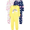 Simple Joys by Carter’s Babys’ 3 pack Snug Fit Footless Cotton Pajamas(Navy Space/White Dinosaur/Yellow Dots)
