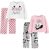 Grey Panda/Pink Donut/White Text Print/Dots