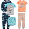 Simple Joys by Carter’s Girls 6-piece Snug Fit Cotton Pajama Set(Dinosaur/Shark/Surfer/Stripe)