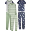 Simple Joys by Carter’s Girls 6-piece Snug Fit Cotton Pajama Set(Green Stripe/Grey Heather/Indigo Wash Dinosaur)