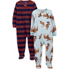 Simple Joys by Carter’s Unisex Child Holiday Loose-fit Flame Resistant Fleece Footed Pajamas(Burgundy Stripe/Light Blue Moose)