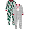 Simple Joys by Carter’s Unisex Child Holiday Loose-fit Flame Resistant Fleece Footed Pajamas(Light Grey Snowflake/Mint Green Christmas Print)