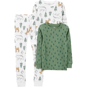 Simple Joys by Carter’s Baby 3-Piece Snug-fit Cotton Holiday Pajama Set(Green Pine/White Forest)