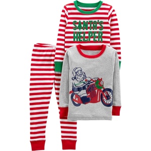 Simple Joys by Carter’s Baby 3-Piece Snug-fit Cotton Holiday Pajama Set(Grey Motorcycle/Red Stripe)