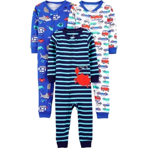 Simple Joys by Carter’s Babys’ 3 pack Snug Fit Footless Cotton Pajamas(Blue Sea Life/Navy Stripe/White Cars)