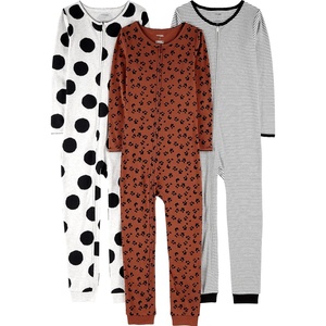 Simple Joys by Carter’s Babys’ 3 pack Snug Fit Footless Cotton Pajamas(Brown Animal Print/Grey Polka Dot/White Stripe)