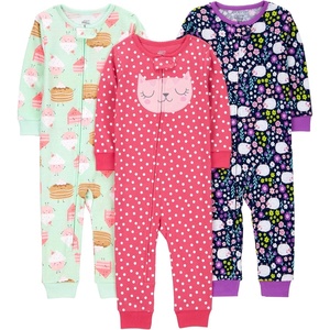 Simple Joys by Carter’s Babys’ 3 pack Snug Fit Footless Cotton Pajamas(Sweets/Floral/Kitty)