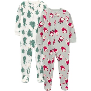 Simple Joys by Carter’s Unisex Child Holiday Loose-fit Flame Resistant Fleece Footed Pajamas(Santa & Trees)