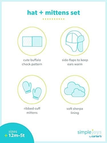 image:imageSimple Joys by Carters Baby Hat and Mitten SetBuffalo Check