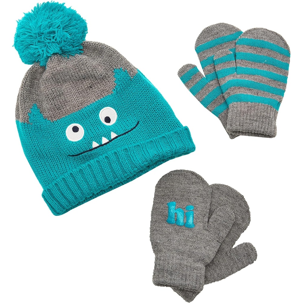 image:imageSimple Joys by Carters Baby Hat and Mitten SetMonsterStripe