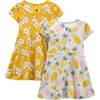 Simple Joys by Carter’s Baby Girls Short-sleeve and Sleeveless Dress Sets, Pack of 2(Grey Pineapple/Mustard Yellow Flowers)