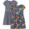 Simple Joys by Carter’s Baby Girls Short-sleeve and Sleeveless Dress Sets, Pack of 2(Indigo Floral/White Stripe)