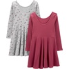 Simple Joys by Carter’s Girls 2-Pack Long-Sleeve Dress Set(Plum/Floral)