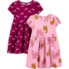 Simple Joys by Carter’s Baby Girls Short-sleeve and Sleeveless Dress Sets, Pack of 2(Cherry/Llama)