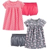Simple Joys by Carter’s Baby Girls Short-sleeve and Sleeveless Dress Sets, Pack of 2(Grey Butterflies/Pink Floral)