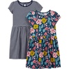 Simple Joys by Carter’s Baby Girls Short-sleeve and Sleeveless Dress Sets, Pack of 2(Indigo Floral/White Stripe)
