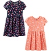 Simple Joys by Carter’s Baby Girls Short-sleeve and Sleeveless Dress Sets, Pack of 2(Navy Floral/Peach Butterfly Print)