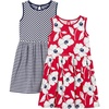Simple Joys by Carter’s Baby Girls Short-sleeve and Sleeveless Dress Sets, Pack of 2(Navy Stripe/Red Poppy Print)