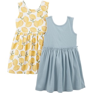 Simple Joys By Carter’s Girls Short-sleeve And Sleeveless Sets Playwear Dress, Sage/Lemon, 4T US