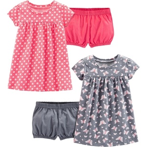 Simple Joys by Carter’s Baby Girls Short-sleeve and Sleeveless Dress Sets, Pack of 2(Grey Butterflies/Pink Floral)